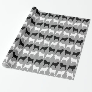 Pug Silhouettes Pattern Wrapping Paper