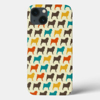 Pug Silhouettes | Retro Colors Dog Breed Pattern