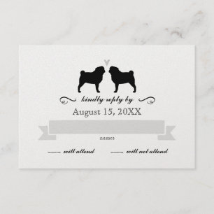 Pug Silhouettes Wedding RSVP Reply