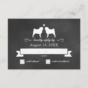 Pug Silhouettes Wedding RSVP Reply