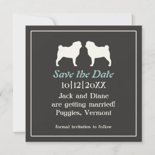Pug Silhouettes Wedding Save the Date Invitation