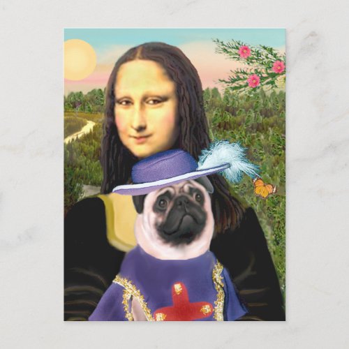 Pug Sir _ Mona Lisa Postcard