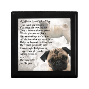 Pug  Sister Poem Jewelry Box
