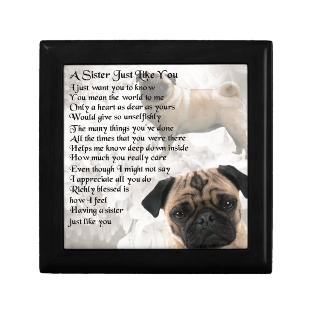 Pug  Sister Poem Jewelry Box (Front)