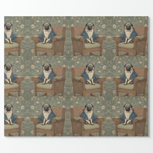 Pug  Sitting On Chair wrapping paper 