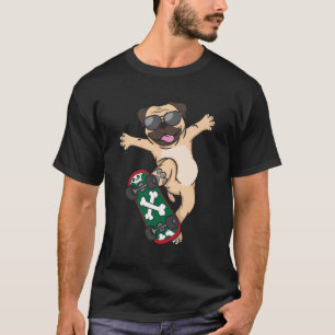 Pug Skateboard Dog Lover Puppy Funny Skater Skateb T-Shirt