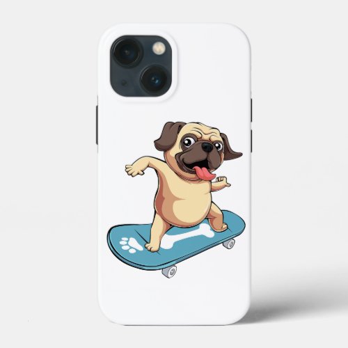 Pug Skateboarding Cute Dog Cool Skater Pet Lover iPhone 13 Mini Case