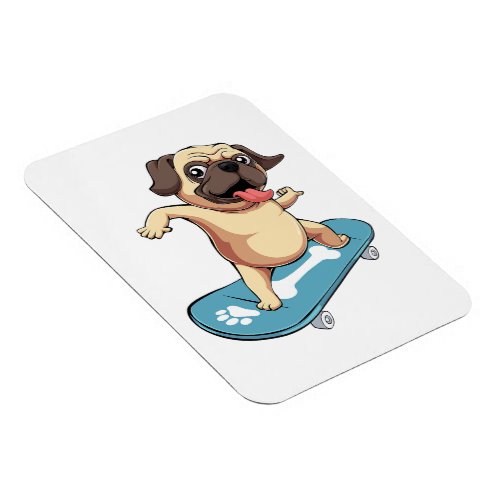 Pug Skateboarding Cute Dog Cool Skater Pet Lover Magnet