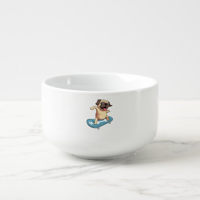 Pug Skateboarding Cute Dog Cool Skater Pet Lover Soup Mug (Front)