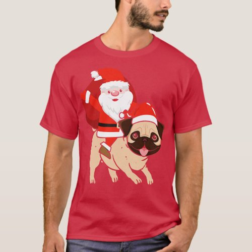 Pug Sleigh Santa Claus Christmas Gift T_Shirt