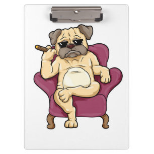 Pug Smoking Cigar   Really Cool Pug Dog Clipboard