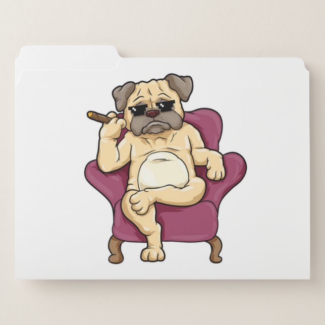 Pug Smoking Cigar | Really Cool Pug Dog File Folder (Front Left)