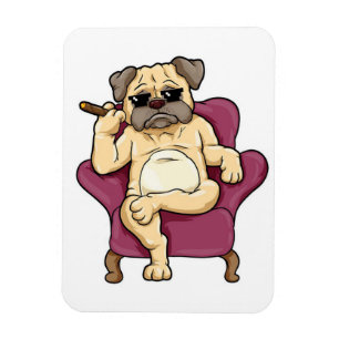 Pug Smoking Cigar Really Cool Pug Dog Magnet