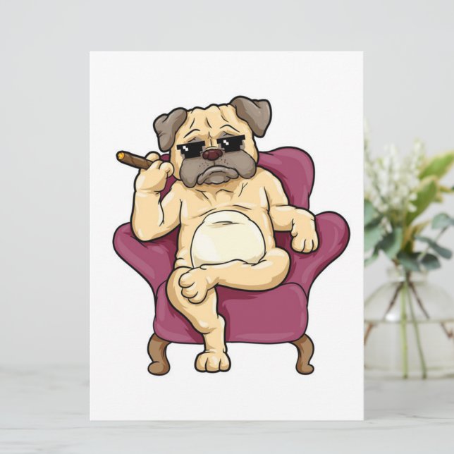 Pug Smoking Cigar | Really Cool Pug Dog Menu (Standing Front)
