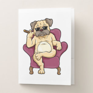 Pug Smoking Cigar   Really Cool Pug Dog Pocket Folder