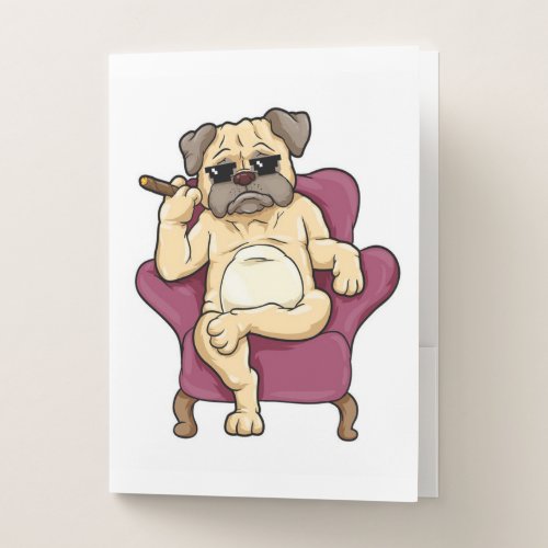 Pug Smoking Cigar  Really Cool Pug Dog Pocket Folder