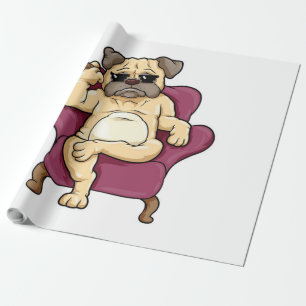 Pug Smoking Cigar   Really Cool Pug Dog Wrapping Paper