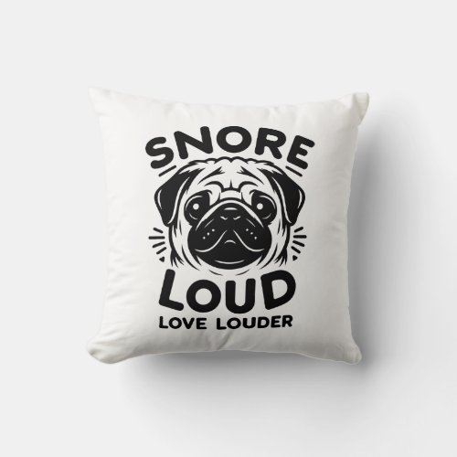 Pug Snore Throw Pillow