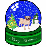 pug snow globe cutout<br><div class="desc">cute holiday ornament</div>