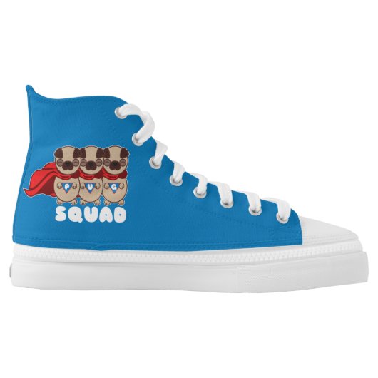 Pug Squad High Top Sneakers Shoes (Left Shoe Inside)