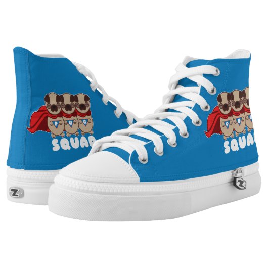 Pug Squad High Top Sneakers Shoes (Pair)