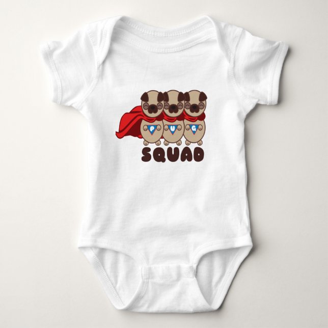 Pug Squad Pugs To The Rescue Infant Tee Bodysuit (Front)