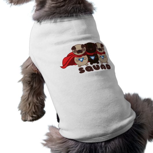 Pug Squad with Black Pug Dog Tee (Back)