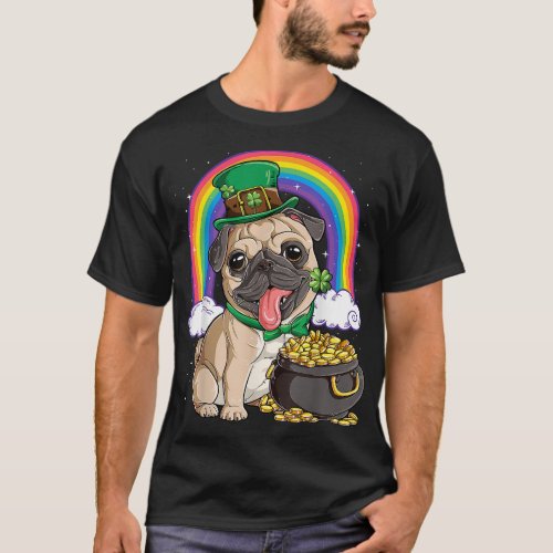 Pug St Patricks Day Boys Kids Men Leprechaun Dog L T_Shirt