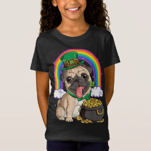 Pug St Patricks Day Boys Kids Men Leprechaun Dog L T-Shirt