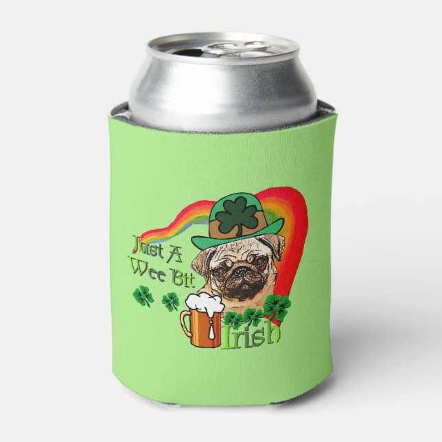 Pug St Patricks Day Can Cooler (Can Front)