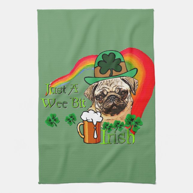 Pug St Patricks Kitchen Towel (Vertical)