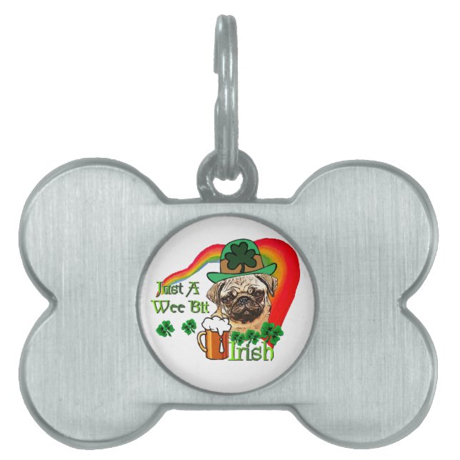 Pug St Patricks Pet Tag (Front)