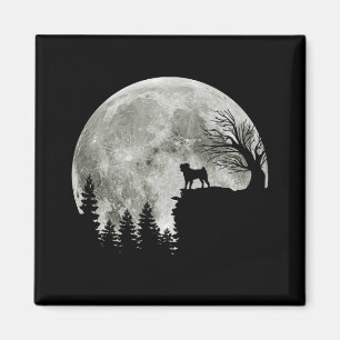 Pug Stand On Mountain Spooky Halloween Moon Magnet