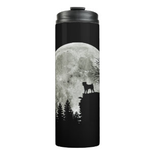Pug Stand On Mountain Spooky Halloween Moon Thermal Tumbler
