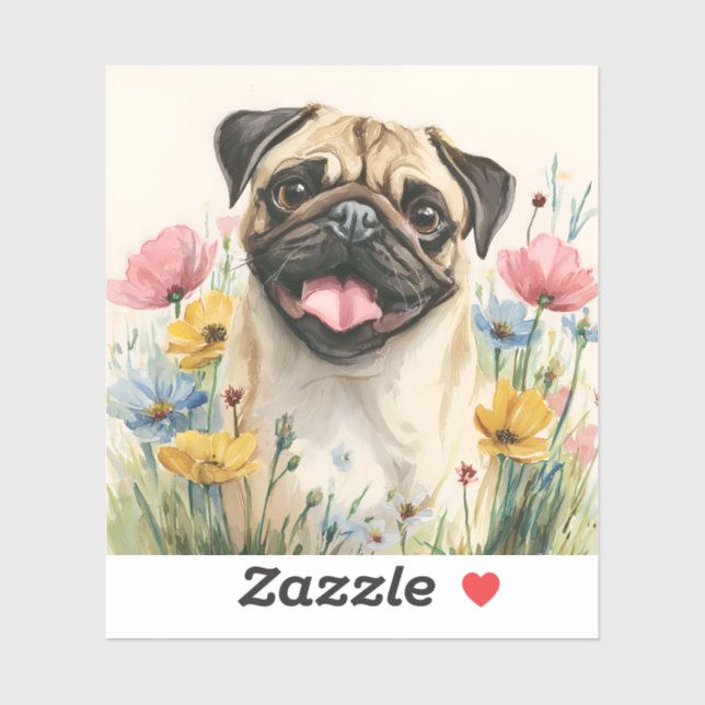 Pug Sticker – Watercolor (Sheet)