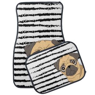 Pug striped design car floor mat