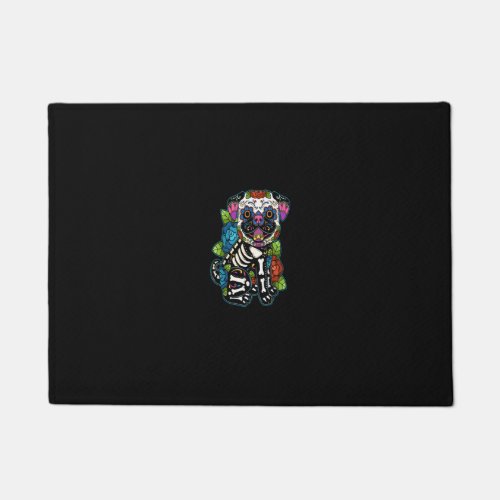 Pug Sugar Skull Mexico Dog Calavera Dia De Los Mue Doormat