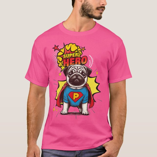 Pug Super Hero T-Shirt (Front)