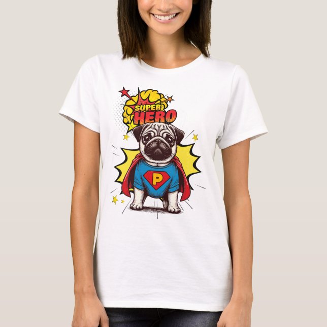 Pug Super Hero T-Shirt (Front)