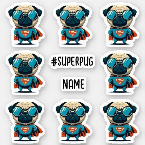 Pug _ Superpug set of stickers