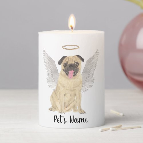 Pug Sympathy Memorial Pillar Candle