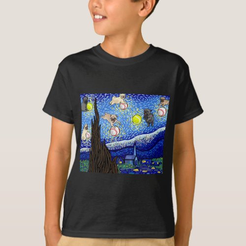 Pug T Pug Lover  Starry Night Dog T_Shirt