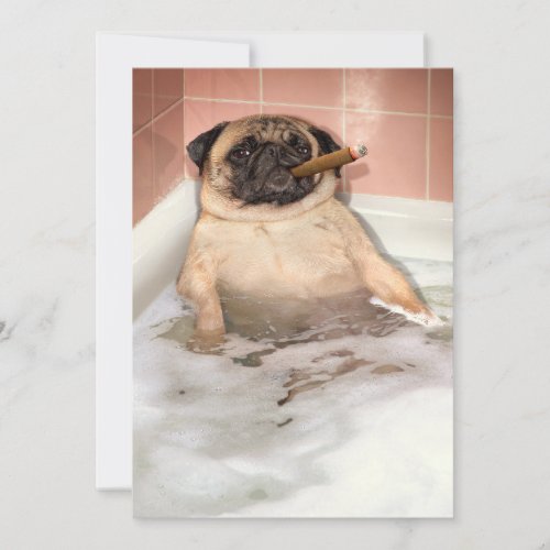 Pug Taking Bubble Bath Invitation
