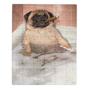 Pug Taking Bubble Bath Jigsaw Puzzle