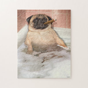 Pug Taking Bubble Bath Jigsaw Puzzle
