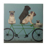 Pug Tandem Ceramic Tile<br><div class="desc">Pug Tandem by Fabfunky. Features pugs riding a bicycle in a whimsical,  steampunk style. | 192044D</div>