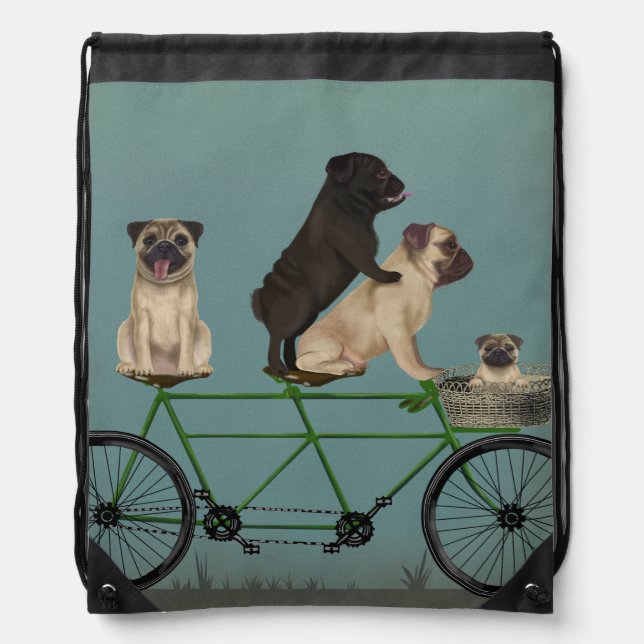 Pug Tandem Drawstring Bag (Front)