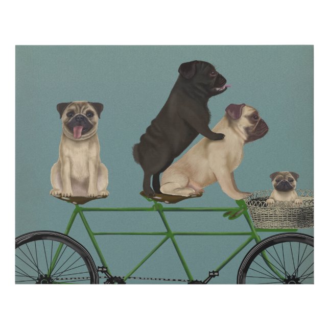 Pug Tandem Faux Canvas Print (Front)
