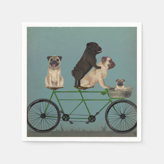 Pug Tandem Napkins (Front)