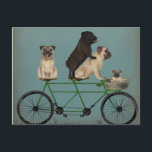 Pug Tandem Postcard<br><div class="desc">Pug Tandem by Fabfunky. Features pugs riding a bicycle in a whimsical,  steampunk style. | 192044D</div>